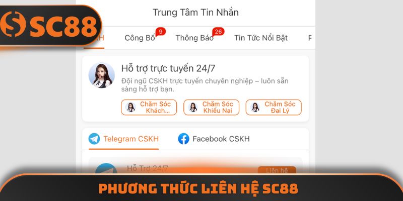 Phương thức Liên hệ SC88