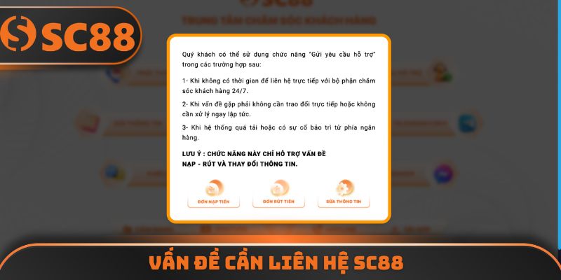 Vấn đề cần Liên hệ SC88